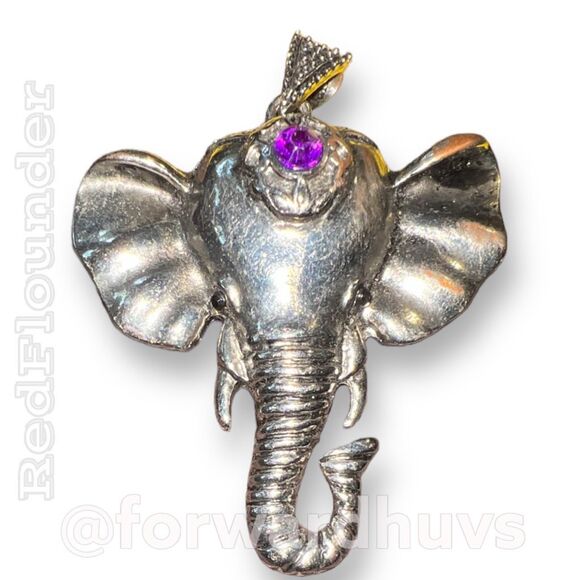 Bundle Sale 3 for $15 | Silver Tone Elephant Pendant | Purple Rhinestone - Picture 7 of 9